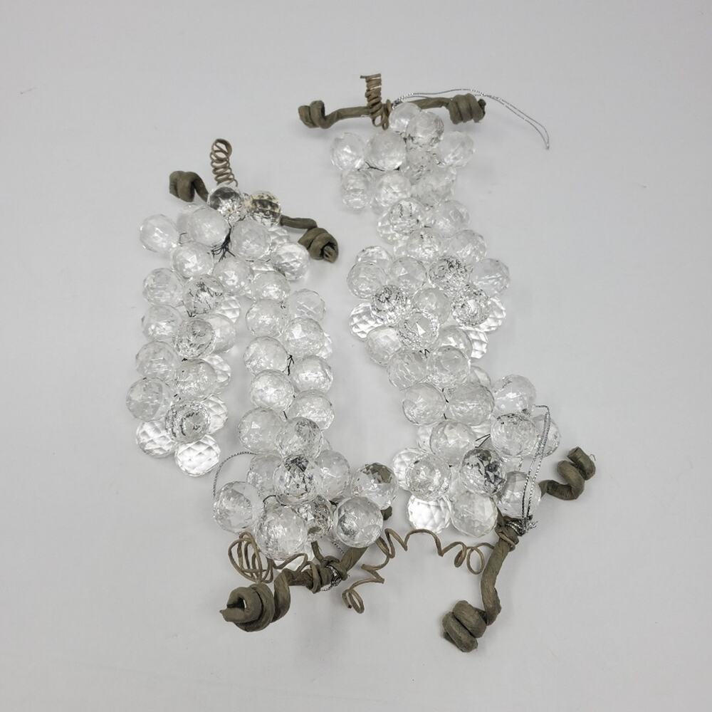 Ornamental clear Acrylic faceted Grape clusters Set of 4 - 6" in Length